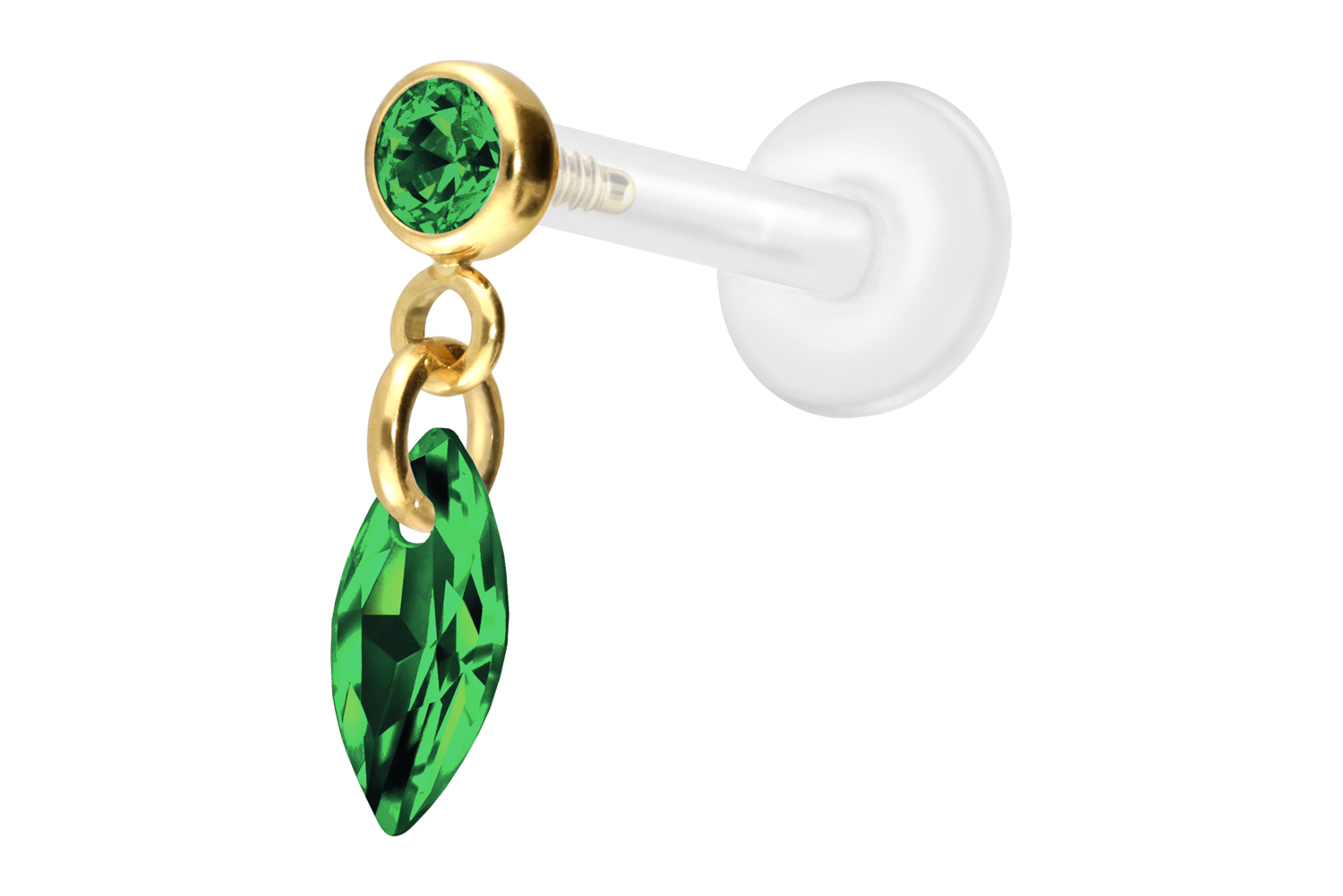 PTFE Labret Piercing mit Innengewinde + Titan-Aufsatz KRISTALLOVAL